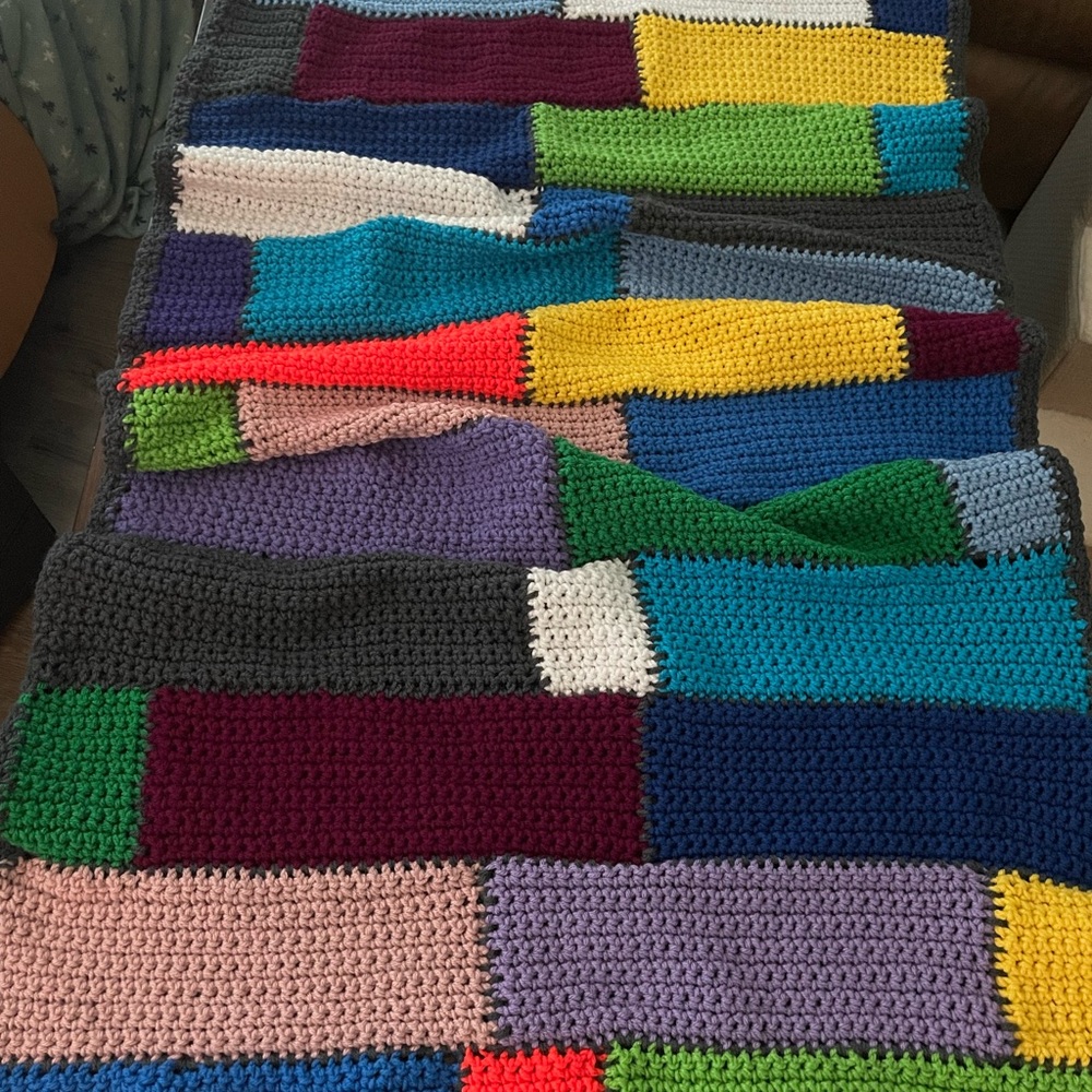 “Rubik’s Cube” Blanket for One- crochet Homemade by JulzyRaye- multi-colors - Picture 4 of 12